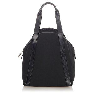 Gucci Square G Black Leather Trim Nylon Handbag